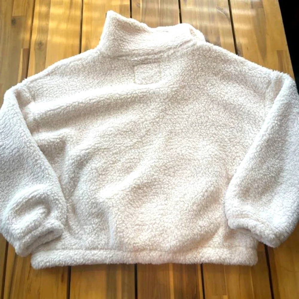 Nwt American Eagle Seriously Huggable Cozy Cream Sherpa Full Zip Jacket Xs/s - Picture 2 of 4